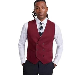 Tayion Collection Men's Red Solid Classic-Fit Elegant Formal Suit Vest Size XXL
